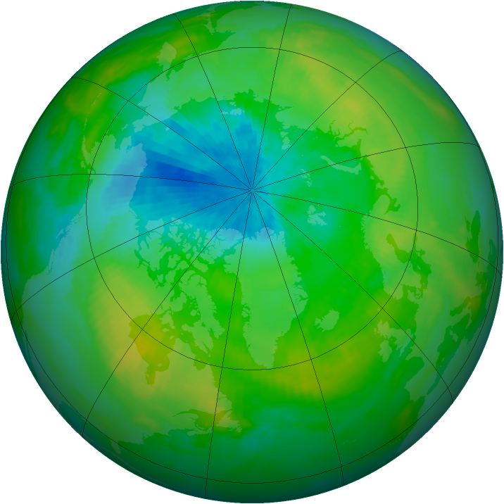 Arctic ozone map for 25 August 1982
